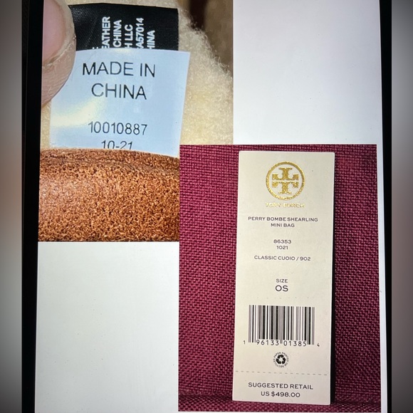 Tory Burch Perry Bombe Shearling Mini Bag in Classic Cuoio - Picture 13 of 13